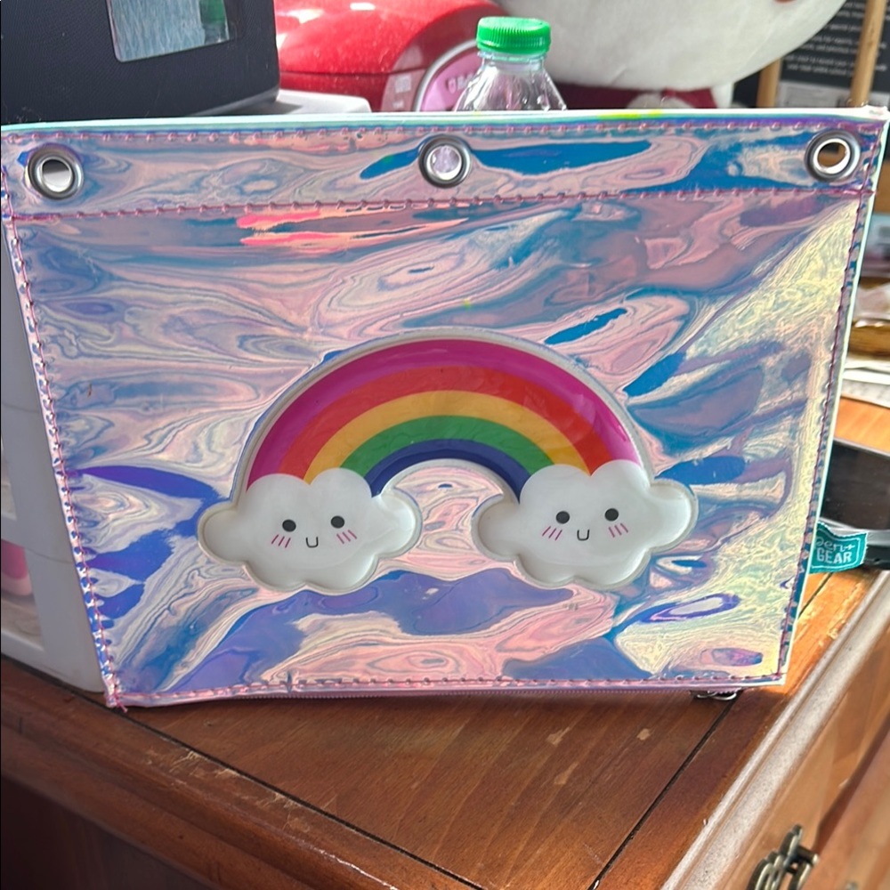 Holographic Rainbow Cloud Binder Pouch